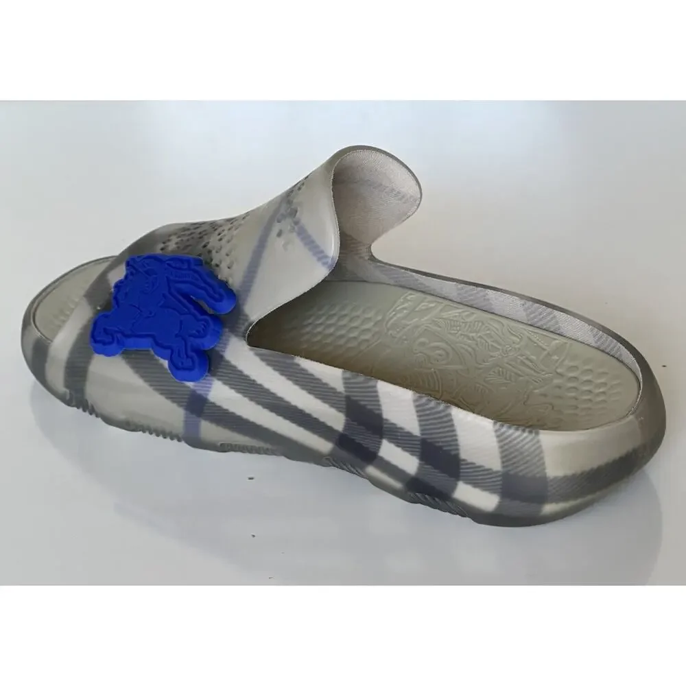 Burberry Mens Stingray Rubber Lichen IP Check Sandals 10 (43) 8088962 NIB $550